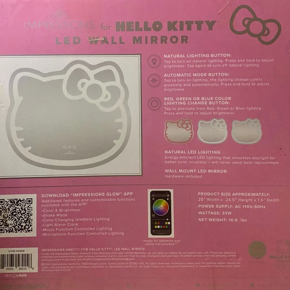 Impressions Hello Kitty LED Wall Mirror - Pink and White